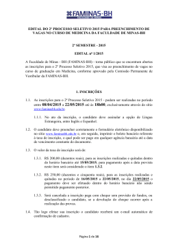 EDITAL DO 2&ordm; PROCESSO SELETIVO 2015 PARA