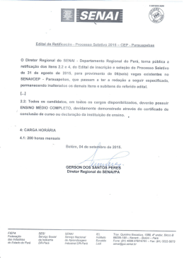 Edital de Retifica&ccedil;&atilde;o &not; Processo Seletivo 2015 - CEP