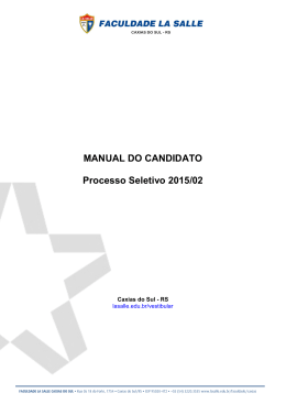 MANUAL DO CANDIDATO Processo Seletivo 2015/02