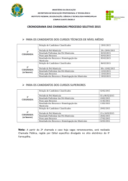 Cronograma das Chamadas do Processo Seletivo 2015