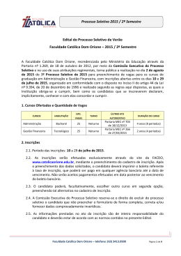 Processo Seletivo 2015 / 2&ordm; Semestre Edital do Processo Seletivo