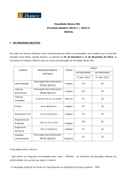 Faculdade Ibmec-MG Processo Seletivo 2015-1 / 2015
