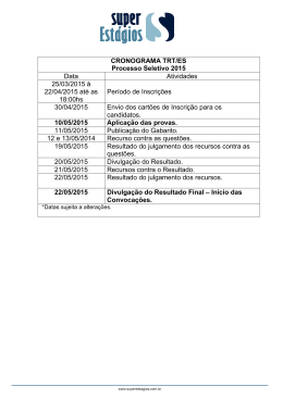 Cronograma Processo Seletivo TRT ES 2015
