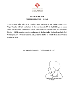 EDITAL Nº 09/2015 PROCESSO SELETIVO - 2015/2
