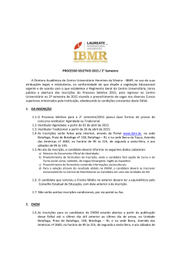 PROCESSO SELETIVO 2015 / 2&deg; Semestre A Diretora Acad&ecirc;mica