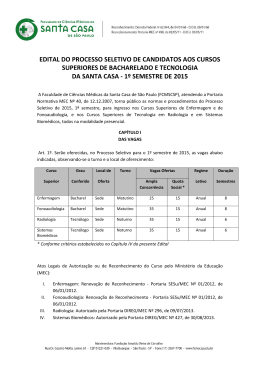 Edital - Faculdade de Ci&ecirc;ncias M&eacute;dicas da Santa Casa de S&atilde;o Paulo