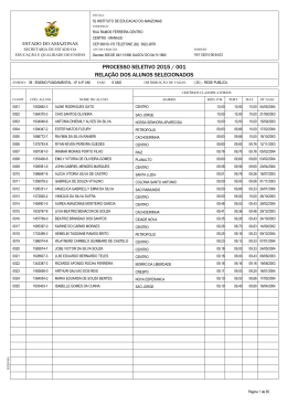 PROCESSO SELETIVO 2015 / 001 RELA&Ccedil;&Atilde;O DOS ALUNOS