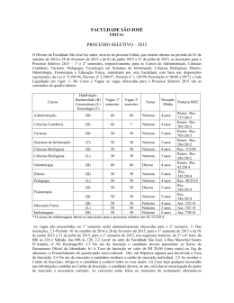 faculdade s&atilde;o jos&eacute; processo seletivo &ndash; 2015