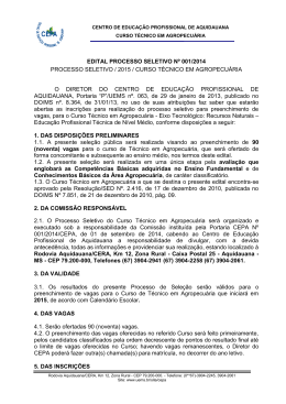 edital processo seletivo n&ordm; 001/2014 processo seletivo / 2015 / curso