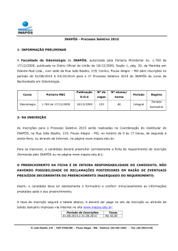INAP&Oacute;S - Processo Seletivo 2015 1