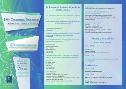 19º Congresso Nacional de Medicina Geral e Familiar PROGRAMA