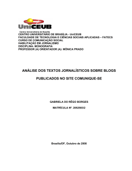 an&aacute;lise dos textos jornal&iacute;sticos sobre blogs publicados