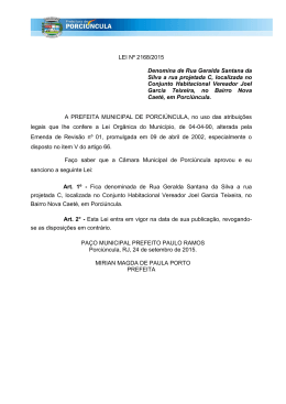 LEI Nº 2168/2015 Denomina de Rua Geralda Santana da Silva a