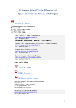 Portuguese National Tourist Offices Abroad Equipas do Turismo de