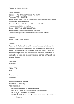 Tribunal de Contas da Uni&atilde;o Dados Materiais: Decis&atilde;o 144/93