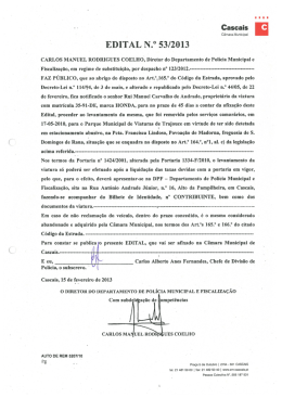 EDITAL N.&deg; 53/2013 - C&acirc;mara Municipal de Cascais