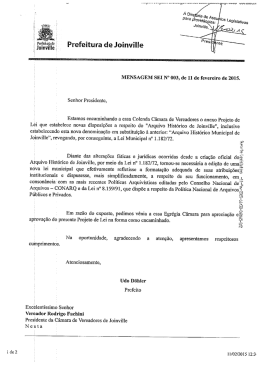 Projeto de Lei 3/2015 - Câmara de Vereadores de Joinville