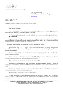 Exm&ordm; Senhor Presidente Entidade Reguladora dos Servi&ccedil;os