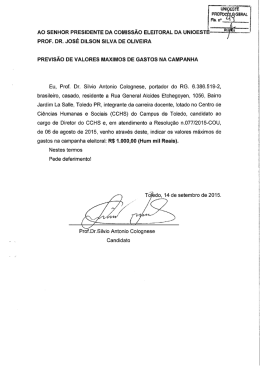 AO SENHOR PRESIDENTE DA COMISS&Atilde;O ELEITORAL DA