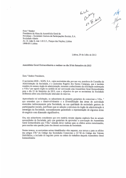 Exm.&deg; Senhor Presidente da Mesa da Assembleia Geral