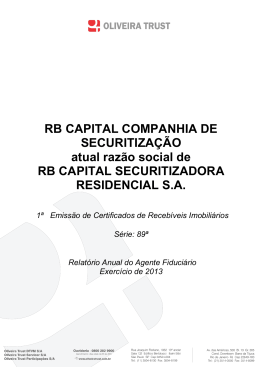 RB CAPITAL COMPANHIA DE SECURITIZAÇÃO