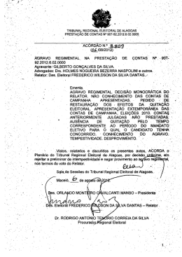 AC008809\(Agravo Regimental.Prest. de contas.Gilberto Gon&ccedil;alves