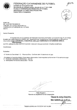 Proc. 181-14 &ndash; Canoinhas x Conc&oacute;rdia &ndash; S&eacute;rie B &ndash; Prof.