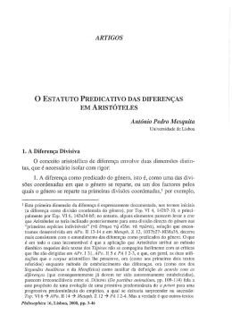 artigos o estatuto predicativo das diferen&ccedil;as em arist&oacute;teles