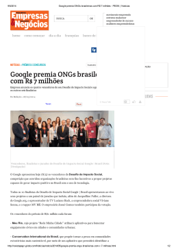 Google premia ONGs brasileiras com R$ 7 milhões
