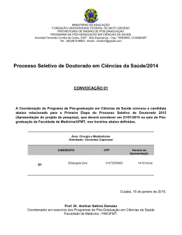 Processo Seletivo de Doutorado em Ciências da Saúde/2014