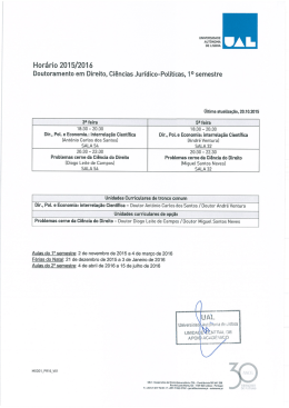 Hor&aacute;rio Doutoramento em Direito Especialidade Ci&ecirc;ncias Jur&iacute;dico