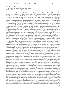 1 Ata da Sess&atilde;o Ordin&aacute;ria da C&acirc;mara Municipal de Ituber&aacute;, na