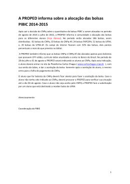 A PROPED informa sobre a aloca&ccedil;&atilde;o das bolsas PIBIC 2014
