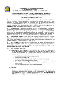 Programa Intercambio Edital capes 2010.2 - CDS