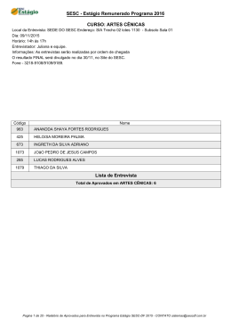 SESC - Est&aacute;gio Remunerado Programa 2016 CURSO