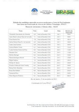 Relação dos candidatos aprovados na prova escrita