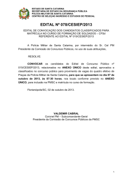 EDITAL N&ordm; 078/CESIEP/2013 - Pol&iacute;cia Militar de Santa Catarina