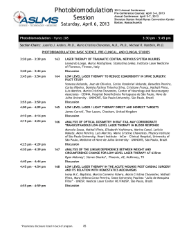 Photobiomodulation Session - American Society for Laser Medicine