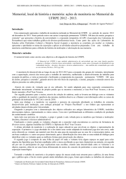 a&ccedil;&otilde;es de monitoria no Memorial da UFRPE 2012