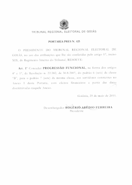 TRIBUNAL REGIONAL íELEITORAL DE GOIÁS PORTARIA PRES N