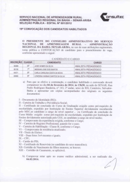 19º Convocação dos candidatos habilitados
