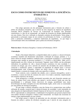 esco como instrumento de fomento a efici&ecirc;ncia energ&eacute;tica