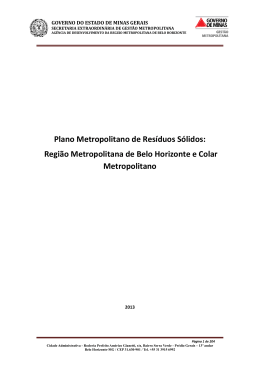 Plano Metropolitano de Resíduos Sólidos: Região Metropolitana de