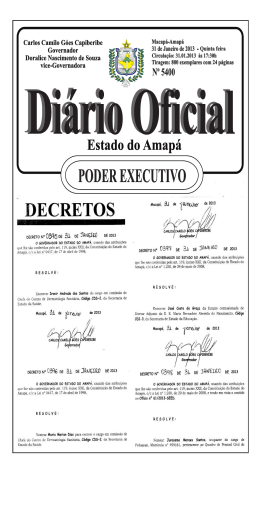 Di&aacute;rio Oficial Estado do Amap&aacute; PODER EXECUTIVO