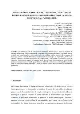 a observa&ccedil;&atilde;o da rotina escolar como meio de conhecimento