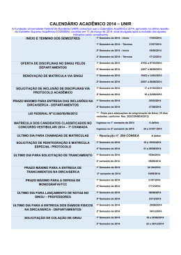 CALENDÁRIO ACADÊMICO 2014 – UNIR