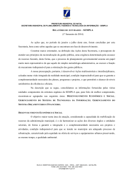 1&ordm; Semestre de 2014 - Prefeitura Municipal do Natal