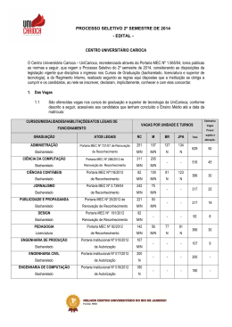 PROCESSO SELETIVO 2&ordm; SEMESTRE DE 2014