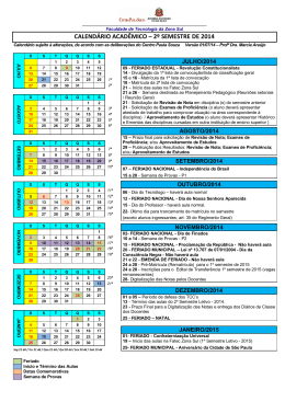 calendário acadêmico do segundo semestre de 2014