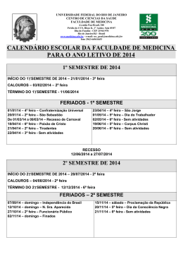 Calendário Acadêmico - Faculdade de Medicina